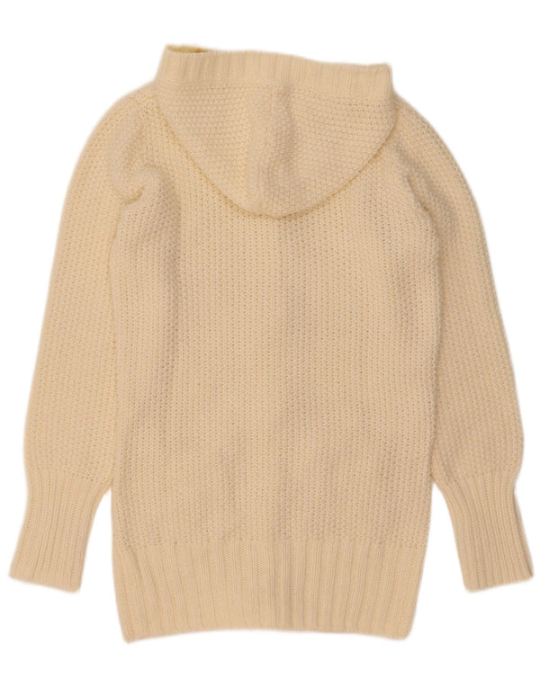 Vintage sweater med hætte til kvinder UK 14 Medium Off White