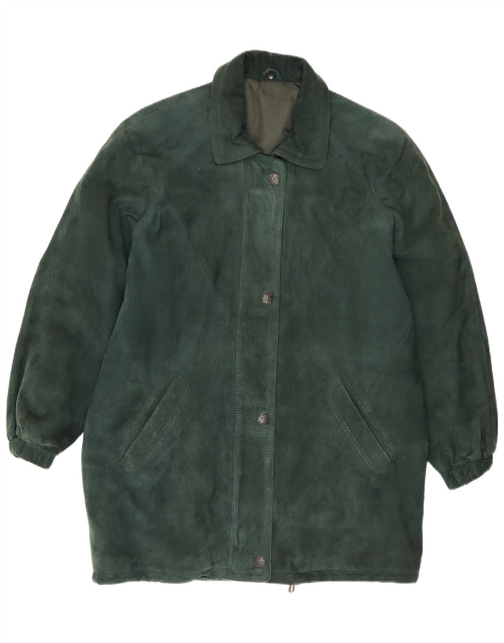 Vintage Dame Loose Fit Ruskind Windbreaker Coat EU 38 Medium Green Læder