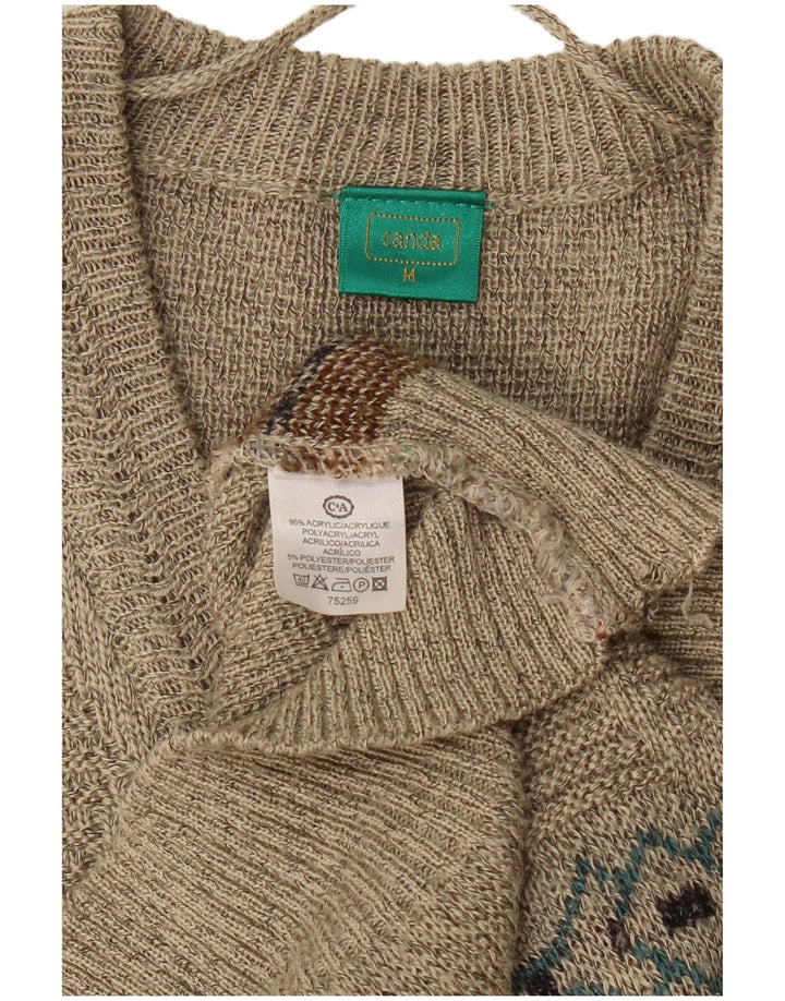 CANDA Herre V-hals sweater Medium Beige Geometrisk akryl