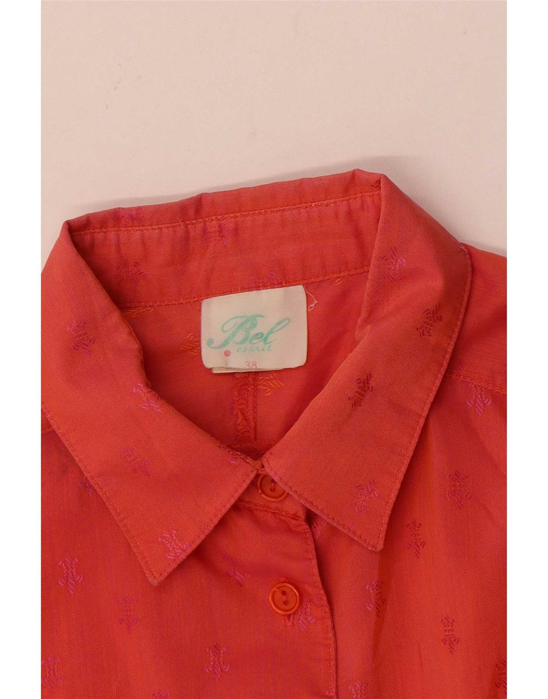 Vintage langærmet skjorte til kvinder EU 38 Medium Rød Flecked Bomuld