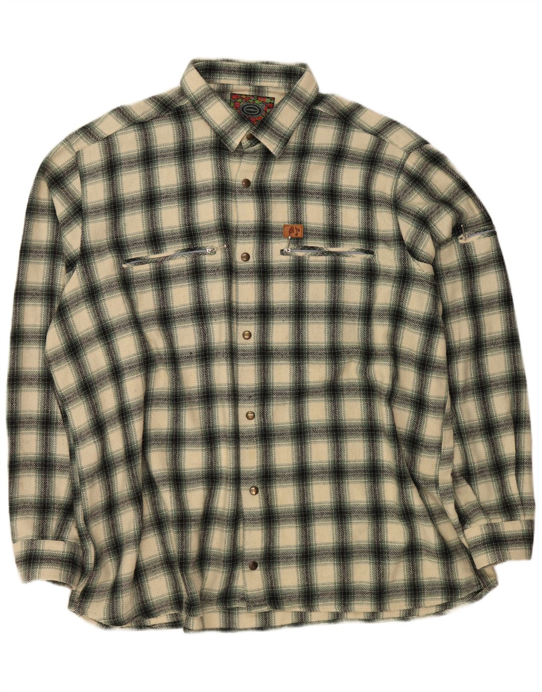 VINTAGE herre flannel skjorte 3XL grøn ternet uld