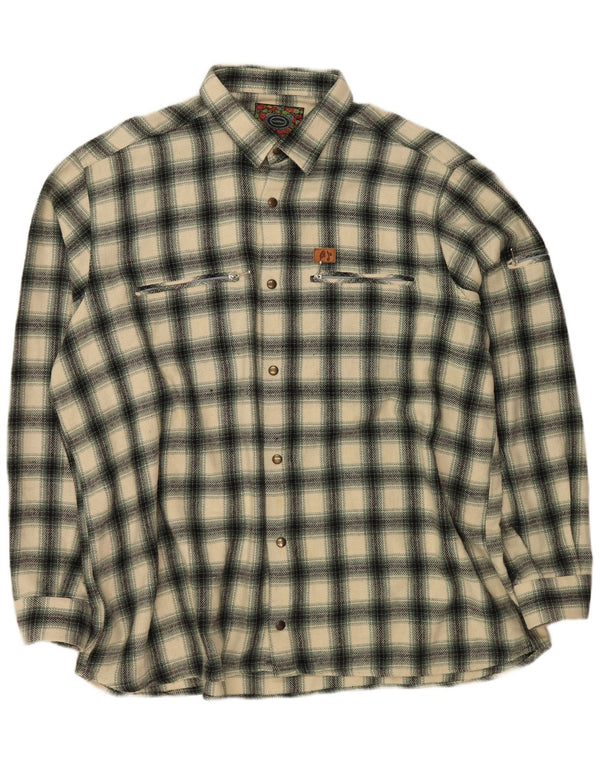 VINTAGE herre flannel skjorte 3XL grøn ternet uld