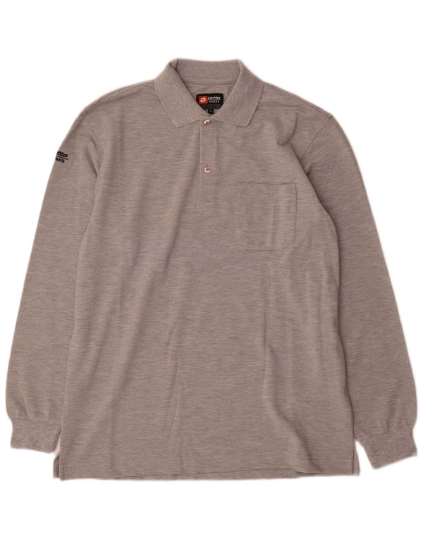 Lotto Langærmet Polo Shirt til mænd XL Grå Flecked Bomuld
