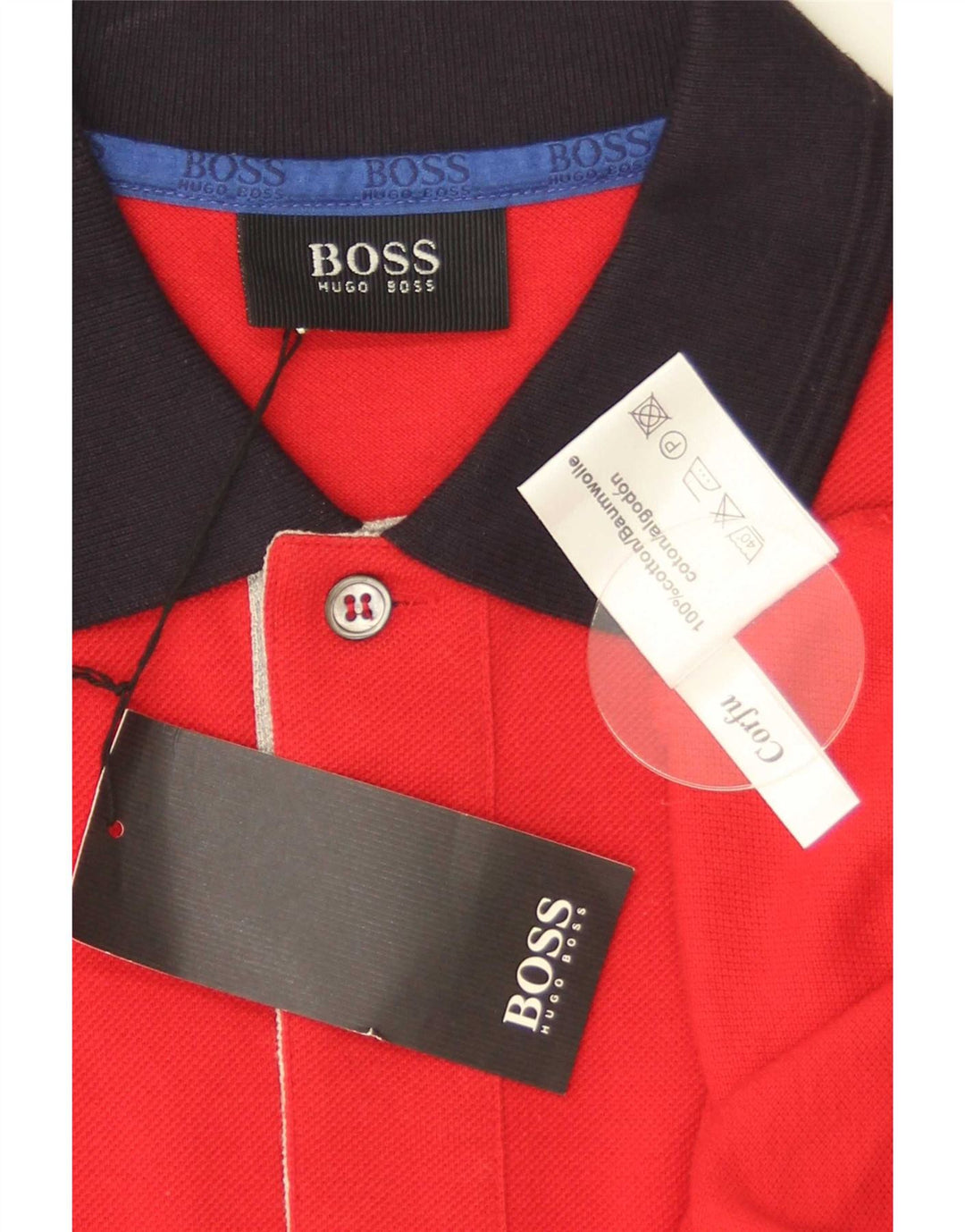 Hugo Boss Herre Polo Shirt Stor rød Colourblock Bomuld