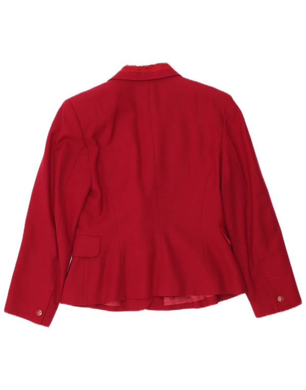 Vintage dobbeltradet blazerjakke til kvinder IT 42 Medium Burgundy Wool