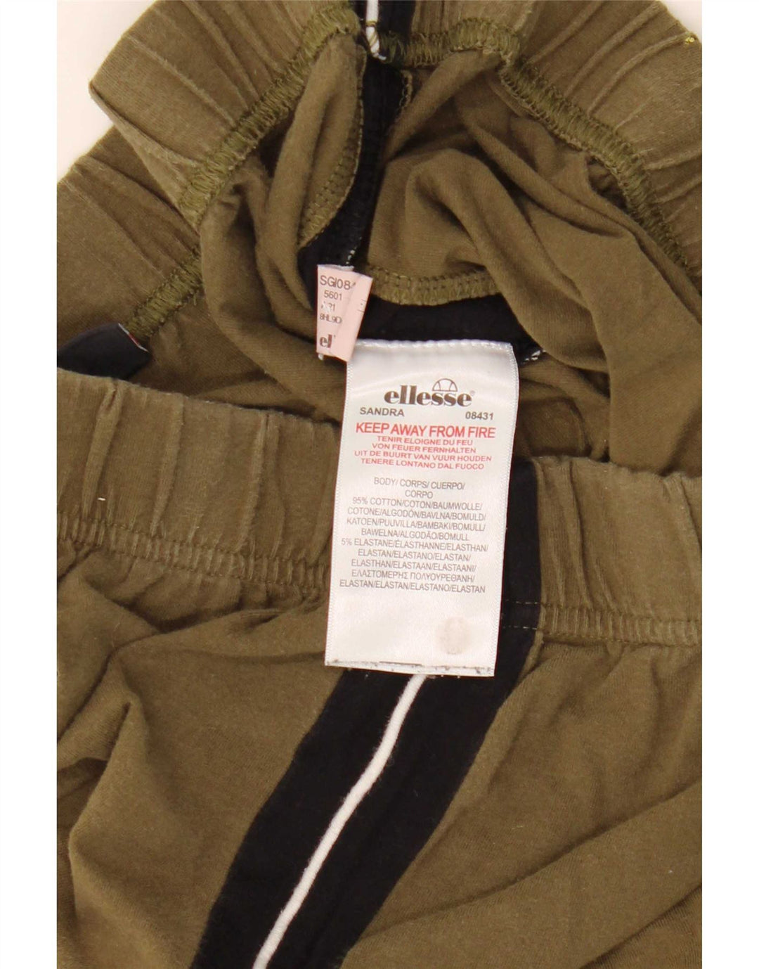 Ellesse Womens Leggings UK 12 Medium Khaki Colourblock Bomuld