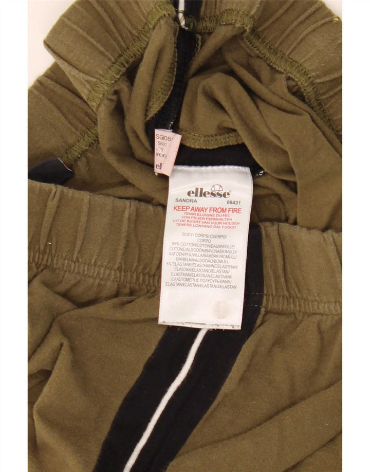 Ellesse Womens Leggings UK 12 Medium Khaki Colourblock Bomuld