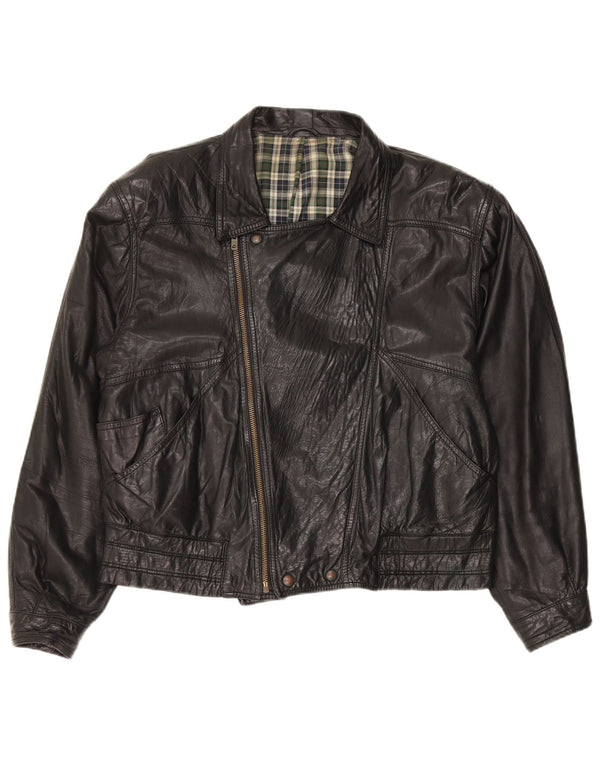 Vintage Herre Læder Biker Jacket IT 50 Large Sort