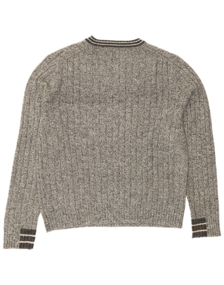 Harmont & Blaine Herre V-hals sweater, lille grå flækket lammeuld