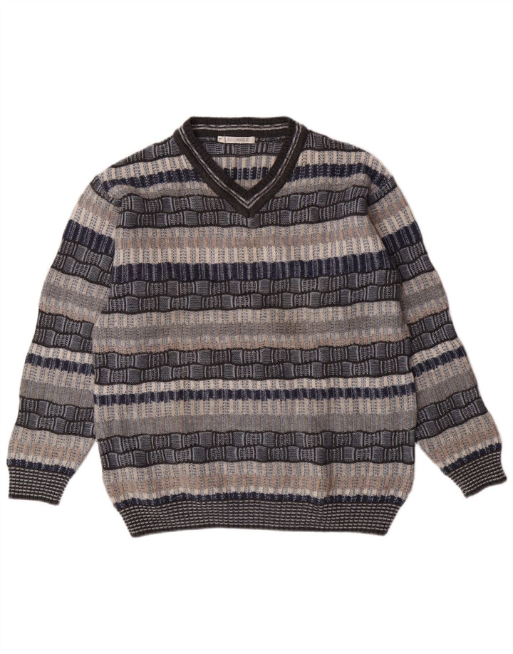 NARAMAGLIE Herre V-hals sweater Stor blå stribet akryl