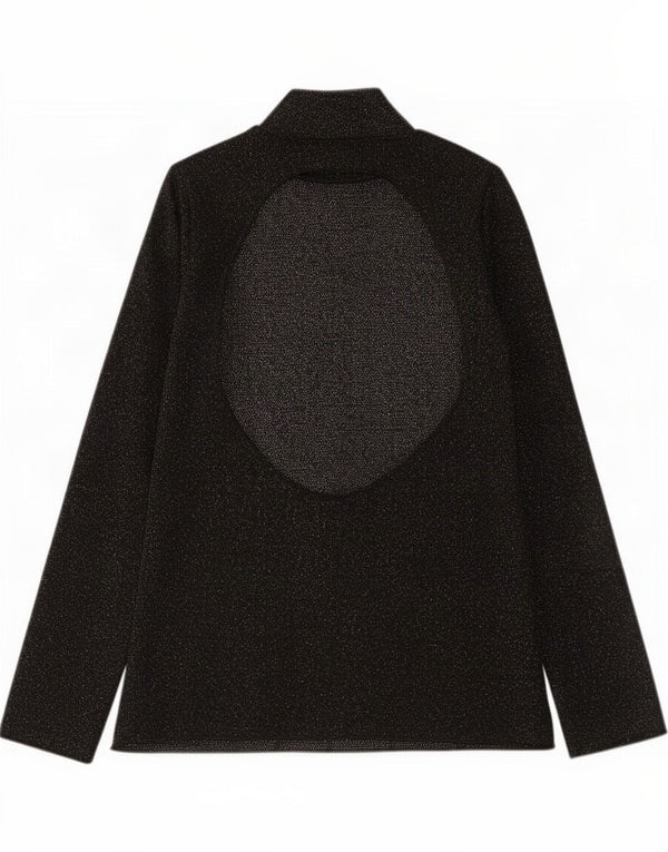 Zara Womens Cut Out Top Langærmet UK 12 Medium Black Flecked Viscose