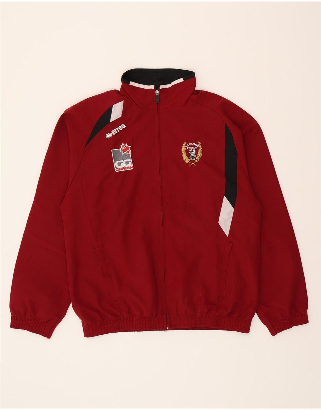 ERREA Mens Graphic Tracksuit Top Jacket Large Red Polyester Vintage Errea and Second-Hand Errea from Messina Hembry 