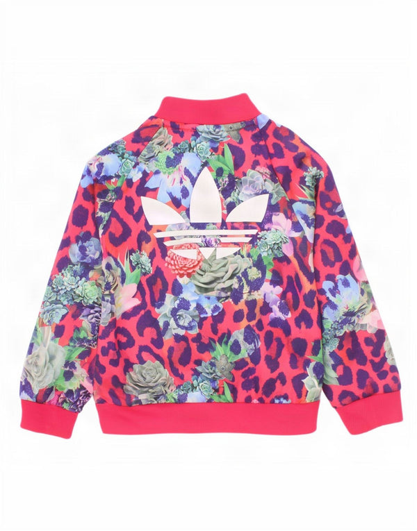 Adidas Baby Girls Graphic Tracksuit Top Jacket 18-24 Months Pink Floral