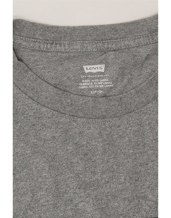 Levi's Womens Crop Oversized grafisk T-shirt top UK 10 små grå flækkede