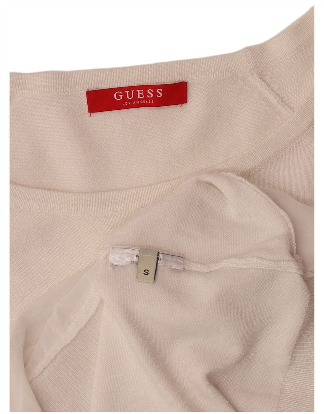 Guess Womens Grafisk Boat Neck Jumper Sweater UK 10 Small White