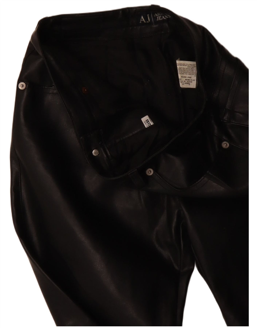 ARMANI Lige imiteret læderbukser til kvinder W26 L31 Sort polyester