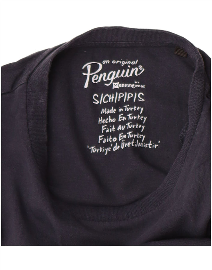 Penguin Herre grafisk T-shirt Top Lille marineblå bomuld