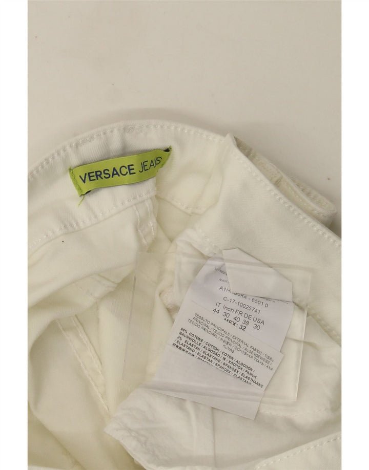 Versace Dame Slim Jeans IT 44 Medium W32 L31 Hvid Bomuld