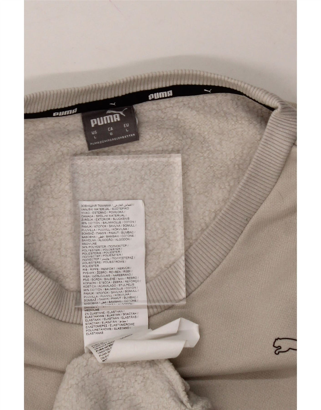 PUMA Womens Oversized Sweatshirt Jumper UK 16 Large Grey Cotton Vintage Puma and Second-Hand Puma from Messina Hembry 