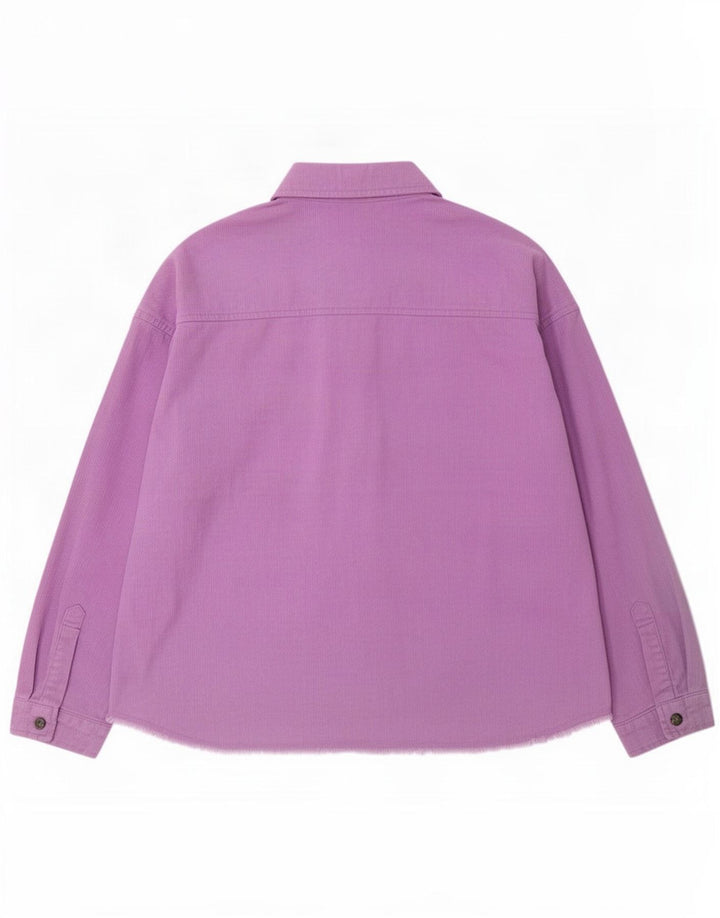 Zara Dame Oversized Corduroy Jacket UK 16 Large Purple Bomuld