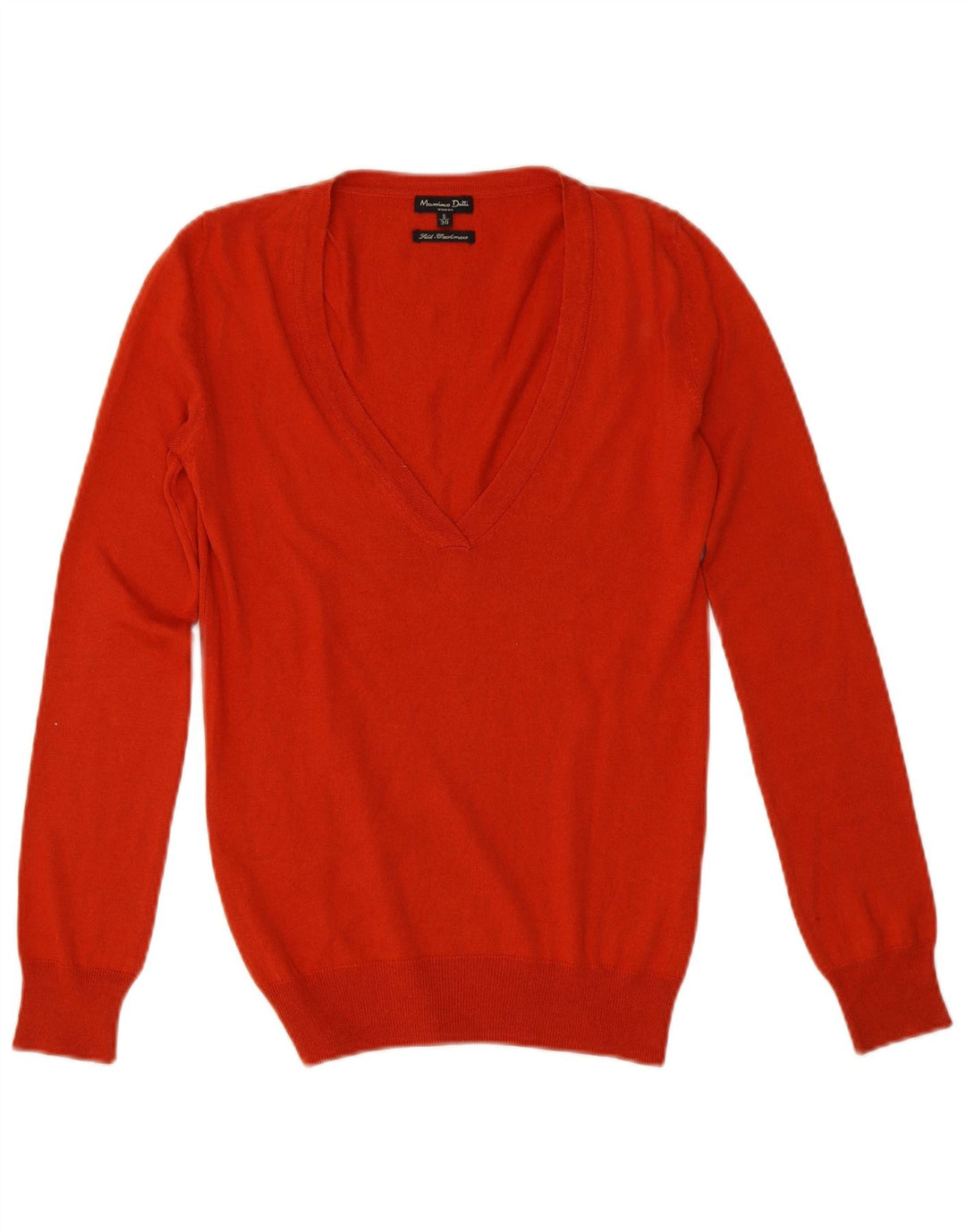 Massimo Dutti Dame V-hals sweater UK 10 Small Orange Silke