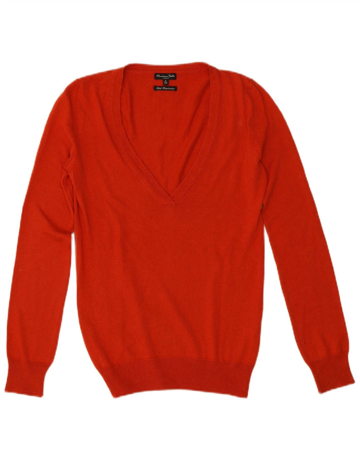 Massimo Dutti Dame V-hals sweater UK 10 Small Orange Silke