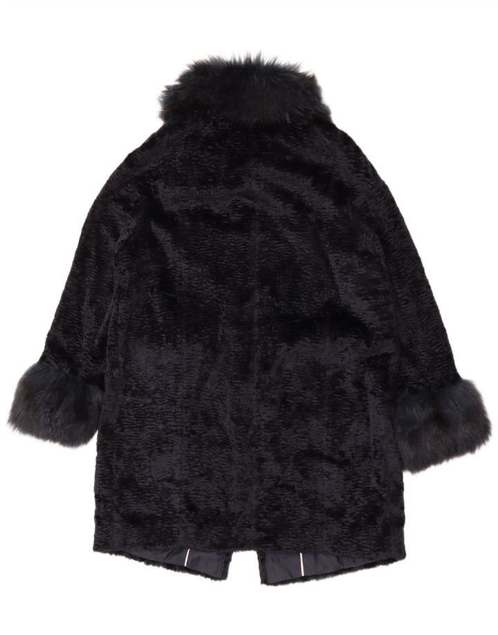Marks & Spencer Dame Oversized Faux Fur Overcoat UK 14 Large Navy Blue