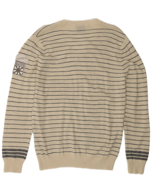 DATCH Herre V-hals sweater XL Off White Stribet akryl