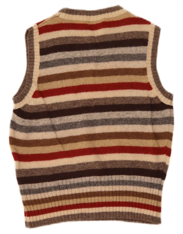 Benetton Womens Crop Vest Tank Top Lille Flerfarvet Stribet Ny Uld