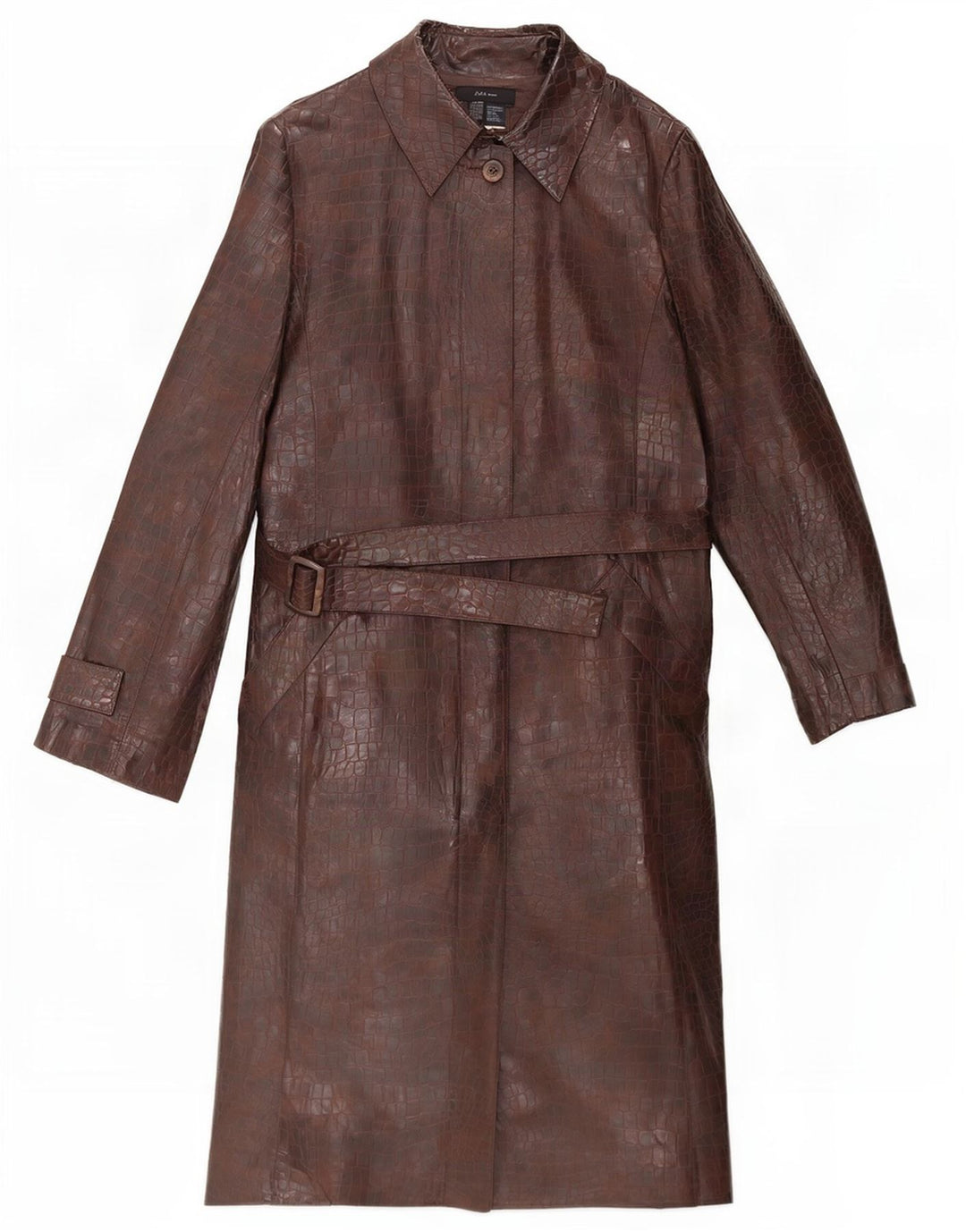 Zara Dame imiteret læder overfrakke UK 12 Medium Brown Animal Print Polyester