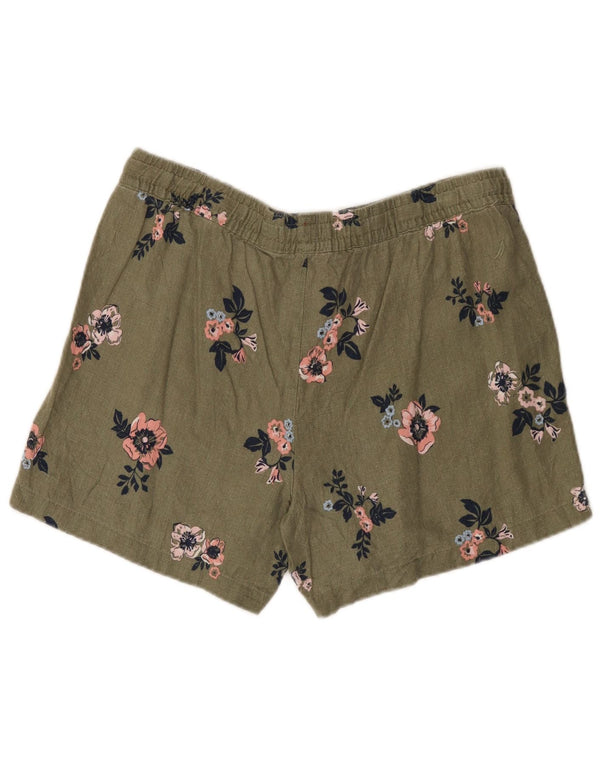 Nautica Womens Shorts Large W34 Green Floral Linen