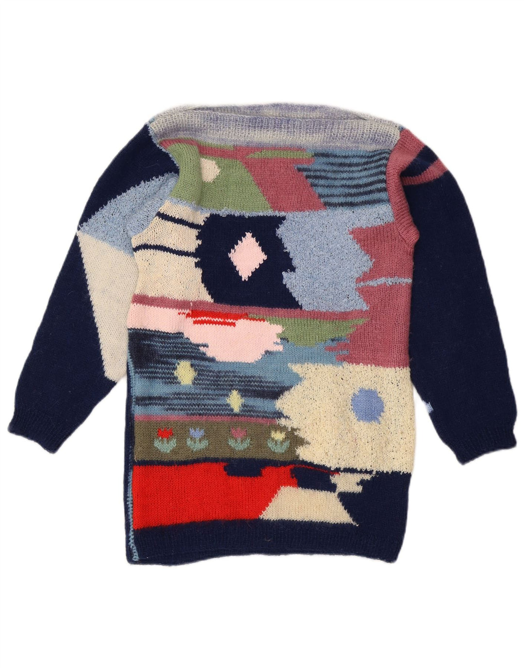 Vintage Dame Boat Neck Jumper Sweater UK 12 Medium Multicolored