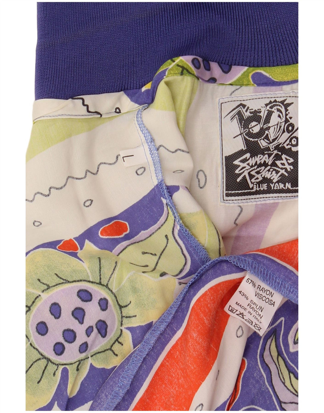 Vintage herre abstrakt mønster pullover skjorte stor flerfarvet retro