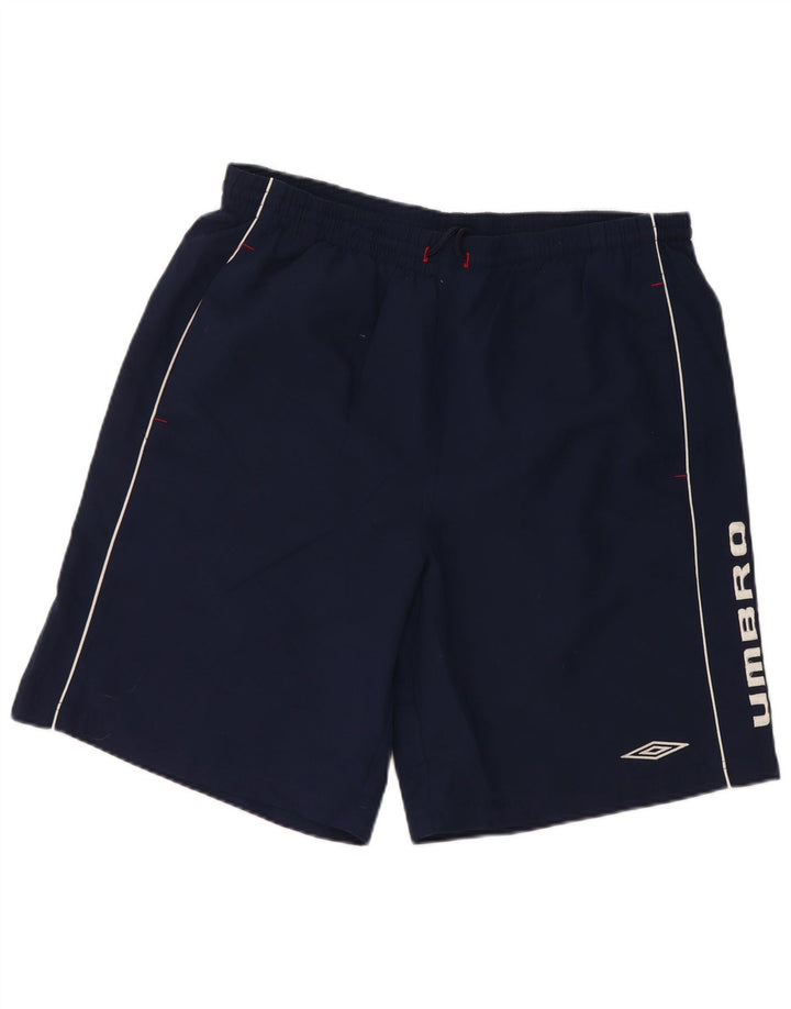 Umbro Herre Graphic Sports Shorts Large Navy Blue Polyester