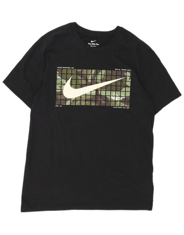 Nike Herre Dri Fit Grafisk T-Shirt Top Stor Sort Bomuld