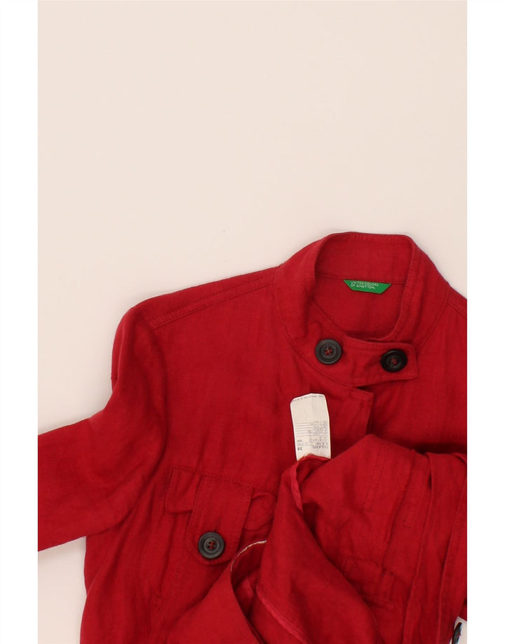 BENETTON Womens Utility Jacket IT 38 XS Red Linen Vintage Benetton and Second-Hand Benetton from Messina Hembry 