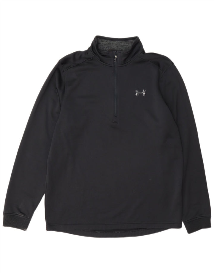 Under Armour Herre Cold Gear Zip Neck Pullover Træningsdragt Top Medium Sort