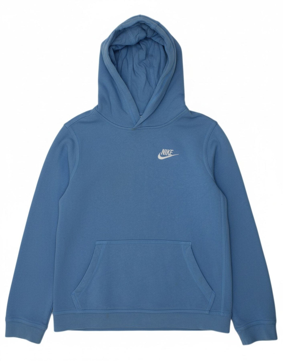 NIKE Boys Hoodie Jumper 10-11 Years Medium Blue Cotton