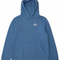 NIKE Boys Hoodie Jumper 10-11 Years Medium Blue Cotton