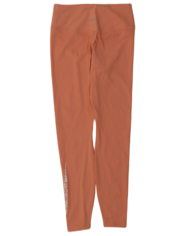 Nike Dame Dri Fit Grafiske Leggings UK 8 Small Orange Polyester
