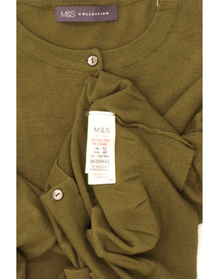 Marks & Spencer Dame Cardigan Sweater UK 12 Medium Khaki Viscose