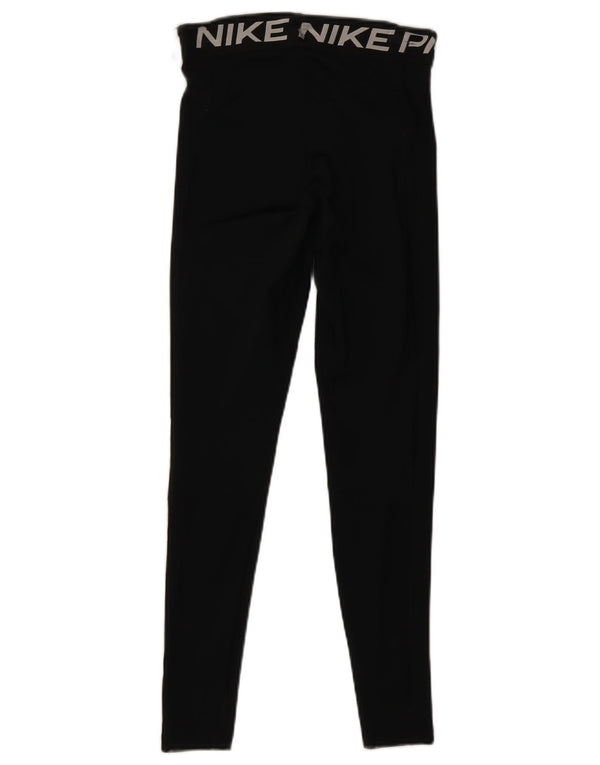 Nike Dame Dri Fit Grafiske Leggings UK 10 Small Black Polyester