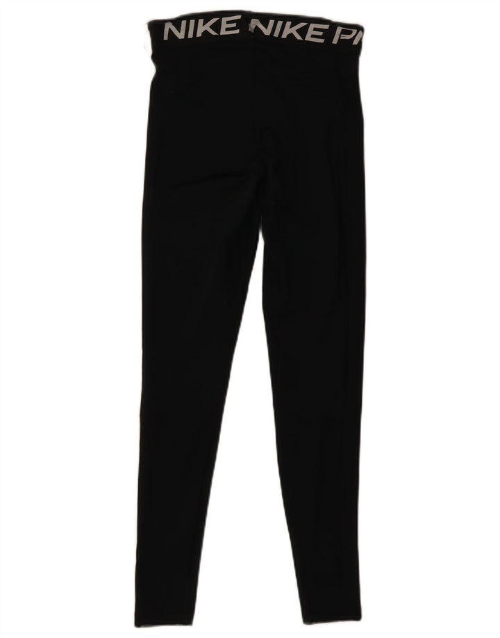 Nike Dame Dri Fit Grafiske Leggings UK 10 Small Black Polyester