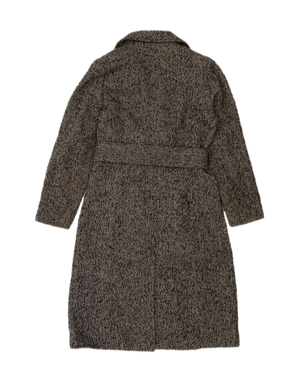 Marks & Spencer Dame Dobbeltradet Frakke UK 10 Small Grey Herringbone