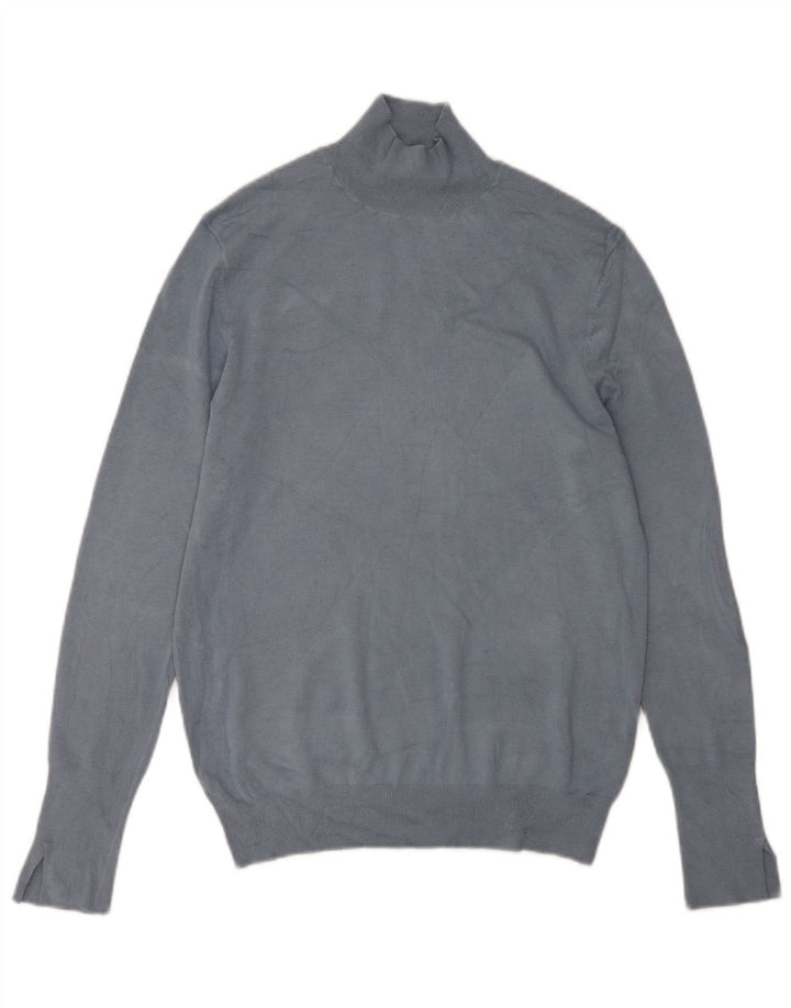 Zara Dame Turtle Neck Jumper Sweater UK 18 XL Blå