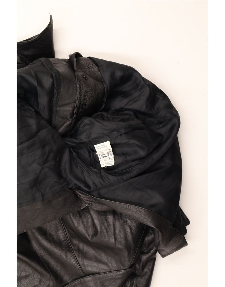 GALLOTTI Womens Leather Coat IT 44 Medium Black Leather Vintage Gallotti and Second-Hand Gallotti from Messina Hembry 