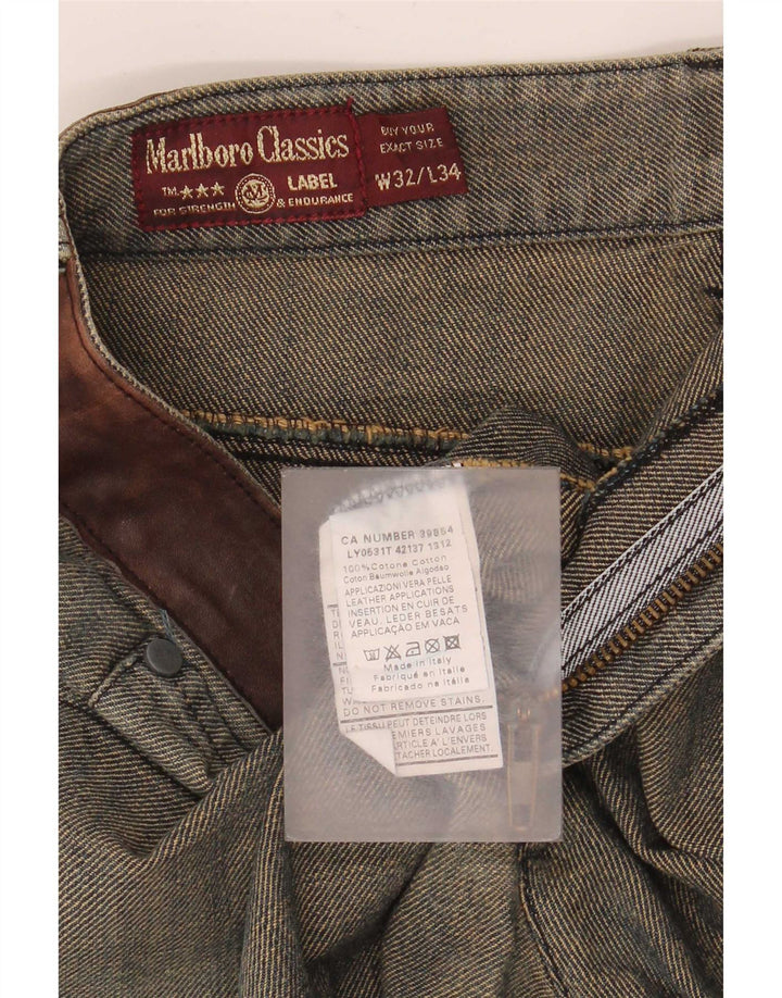 Marlboro Classics Straight Jeans til mænd W32 L34 Grå Colourblock Bomuld