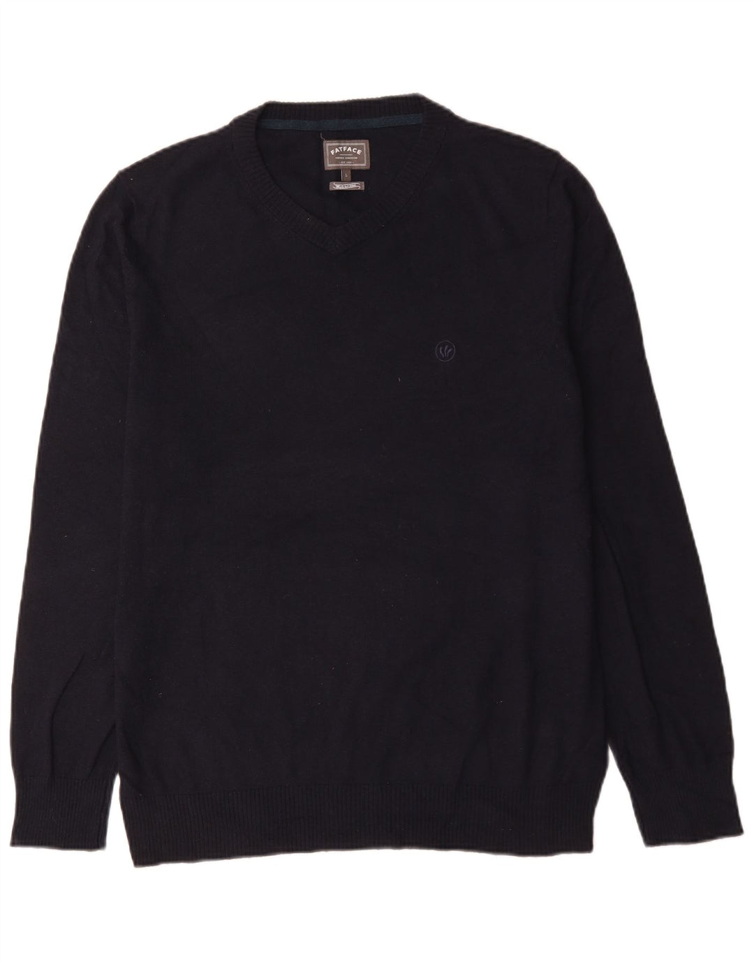 Fedt ansigt Herre V-hals sweater Stor marineblå bomuld