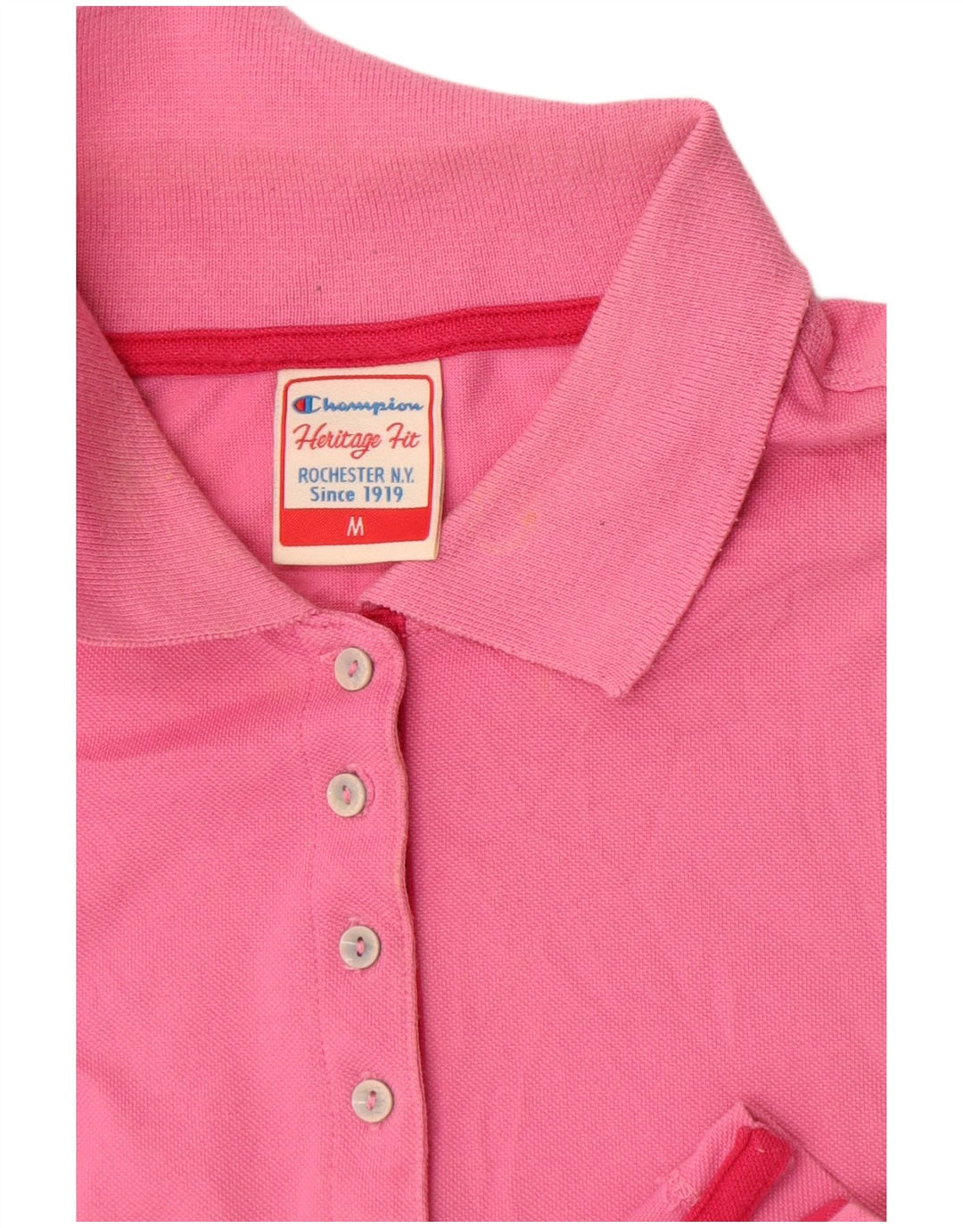 Champion Womens Heritage Fit Polo Shirt UK 14 Medium Pink