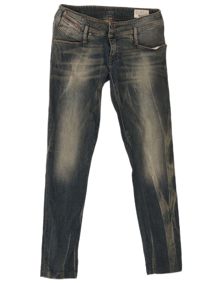 DIESEL Dame Matic Acid Wash Slim Tapered Jeans W29 L29 Blå Bomuld